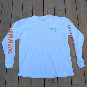 Mac Miller Swimming T-Shirt Women XL White Casual Pullover Long Sleeve Crew Neck